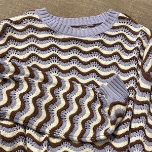 Hollister Wave Pattern Sweater - Brown Purple, and White